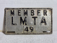 Vintage 1949 Member LMTA Louisiana License Plate picture