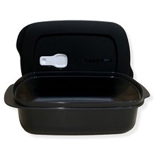Tupperware Crystalwave Plus Microwave Rectangular Dish Black NEW picture
