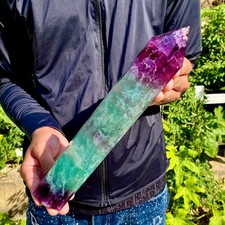 3.1LB Natural unique colored fluorite pillar quartz crystal sample picture