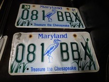 Chesapeake Bay Maryland Expired License Plates MD Tags Pair 081 BBX 2001 picture