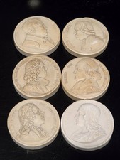 SET OF 6- ANTIQUE FRENCH/ITALIAN PLASTER CAMEO INTAGLIOS POLITICAL CHURCH picture