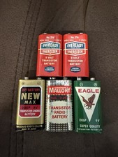 Vintage 9V Transistor Radio Battery Lot of 5 Eveready Mallory Eagle Japan picture