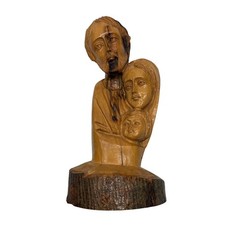 Vintage 1988 Bethlehem Olive Wood Hand Carved Holy Family Statue 9.5in Signed picture