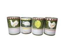 Vintage Italy Handmade and Painted Cups Mugs Handleless Lemons Bird Pig Unique picture