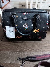 Coach Disney Rowan Satchel Small Black/Multicolor Mickey Mouse Pluto Print picture