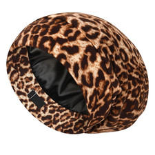 100% Mulberry Silk Bonnet for Sleeping Women & Men, Brown Leopard picture