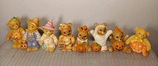 Cherished Teddies Lot Of 4 Halloween Pumpkin Scarecrow Fall Bears + Lot 4 Homco picture