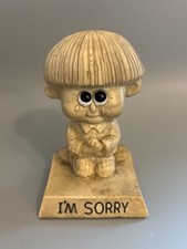 Vintage 1970 A.T. Inc I'm Sorry Big Eye Figurine Sillisculpt Style Retro Kitsch picture