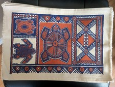 Vintage Coq d'Or Polynesian Canvas Placemats Set of 8 Turtle Honu Tiki MCM Art picture
