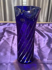 Ajka Frances Cobalt Blue Swirl Martini Pitcher Crystal Art Deco Style picture