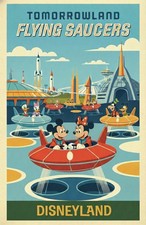 Tomorrowland Flying Saucers Line Art Poster Disneyland 11x14 Matte Print picture