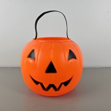 Vintage 1968 Empire Plastic Corp Halloween Pumpkin Blow Mold Trick or Treat Pail picture