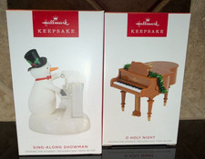 Hallmark 2023 Piano MAGIC Lot of 2 Ornaments O Holy Night & Sing-a-long Snowman picture
