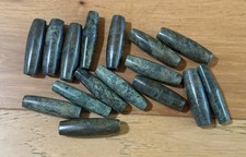 ANTIQUE PRE-COLUMBIAN/ANCIENT? MAYAN? LARGE CYLINDER TUBULAR STONE JADE BEADS picture