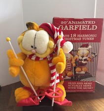 RARE Working, Vintage 20” Animated Skiing Garfield Christmas Music & Motion picture