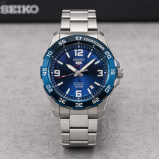 Seiko 5 Sports Men’s Automatic Watch Blue Dial Stainless Steel Bracelet 100M picture