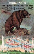San Francisco 1915 Panama Pacific Expo Grizzly Bear Hunting Vtg Postcard K21 picture