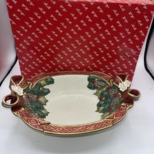 fitz and floyd Christmas rose centerpiece Bowl 13” X 10” In The Box picture