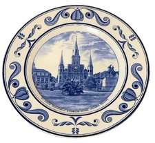 NEW ORLEANS LA Antique ST LOUIS CHURCH JACKSON SQ Souvenir CROWN DUCAL PLATE picture