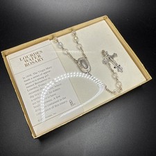 Vtg 1987 Lourdes Water Clear Bead Rosary ~ New In Box/new Old Stock picture