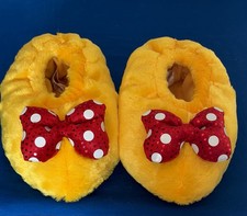 Disney Parks NEW Minnie Mouse Yellow Slippers Red Sequin Bow Women's Size M picture