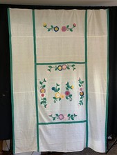 NICE - Vintage Appliqué & Embroidered Finished Spread - c1920-30s - Flour Sacks picture