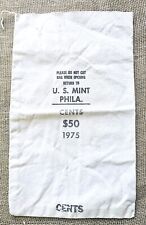 Vintage Cloth Money Bag US Mint Philadelphia Cents $50 1975 picture