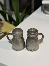 Vintage Pair of Pewter Salt & Pepper Shakers Ye Ole Tavern Brands picture