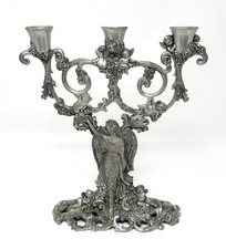 Vintage 1996 Seagull Pewter Angel Candelabra Candelabrum Etain Zinn 11.25