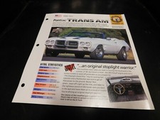 1969 Pontiac Trans Am Spec Sheet Brochure Photo Poster picture