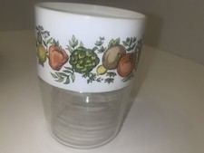 Vtg. 1970’s Pyrex Mini “Spice Of Life” Canister it’s glass/plastic   3 3/4” tall picture