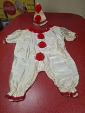 True VTG 1920s 1930s Handmade Childs Toddler Clown Halloween Costume 2 Piece Hat picture