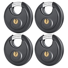 4 Pack Black Keyed Padlocks, 3/8