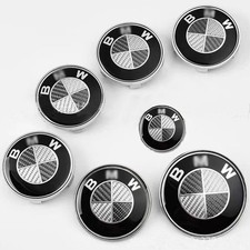7Pcs HubCaps Steering Wheel Emblem Badge Set 82mm 74mm 68mm For B-M-W picture
