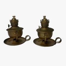 Miniature Brass Tone Kerosene Oil Lamps Swivel Base Hong Kong 4.5