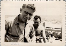 1952 Photograph US Navy Sailors Smoking by Contact Mines on Deck at Sea picture