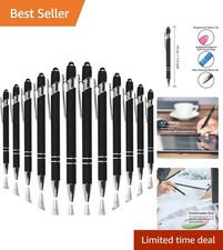 Stylish 12 Count Ballpoint Pen Set - Soft Touch Design, Retractable, Black Ink picture