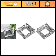 Large Square Crystal Ashtray Set - 6x6 Inch, Pack of 2, Elegant Home Decor picture