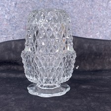 Vtg Indiana Glass Angel Light Fairy Lamp Clear Diamond Point Candle Holder Tea picture