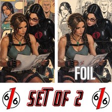 🔥 GI JOE TOMB RAIDER #2 CEDRIC POULAT 616 Virgin & FOIL Variant Set LTD 750 picture