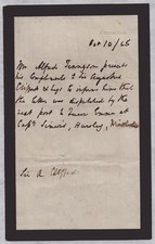 ALFRED LORD TENNYSON - THIRD PERSON AUTOGRAPH LETTER 10/10/1865 picture