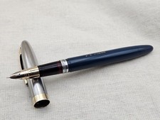 Restored 1950s Sheaffer Sentinel Deluxe Touchdown Persian Blue 14K Triumph Fine picture
