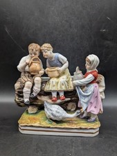 Antique Dressel Kister & Cei Porcelain Planter Figurine Children Goose 7.5