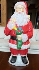 Vintage General Foam Plastics 40” Santa Holding A Stocking Blow Mold Lighted EUC picture