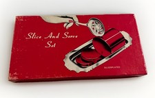 Vintage Silver Plated Slice and Serve Stainless Steel Serving Set In Box picture