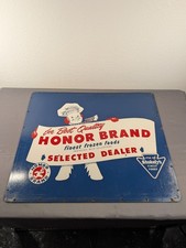 Vintage Honor Brand Frozen Food Original Advertising Sign Frosty Graphic 1940-50 picture