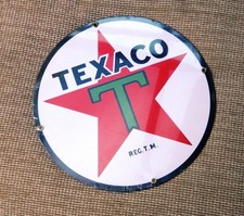 Vintage Texaco Porcelain Enameled Metal Advertising Sign 11-1/4