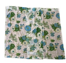 Vtg MCM Retro Mod Groovy Flower Curtains Blue Pinch 4 Panels 28x39 Material picture