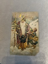 Vintage Gold Outlined Santa Claus Postcard- missing corner picture