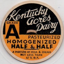 Milk Bottle Cap - Kentucky Acres Dairy - (Crestwood, KY Kentucky) - HALF & HALF picture